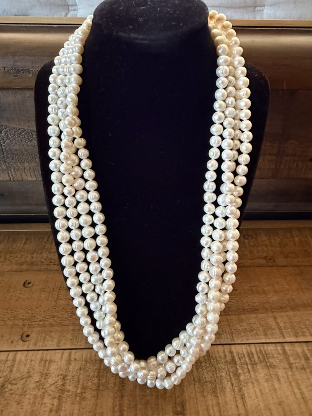 Genuine Cultured White pearl Necklace Hand Knotted 96 In Long Strand